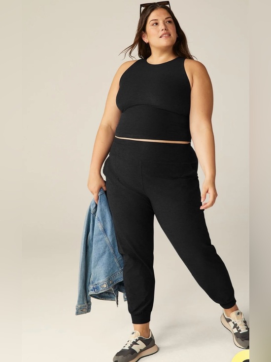 Beyond Yoga Pants - Beyond Yoga black grey darkest night midi jogger pants pull on buttery soft 2X